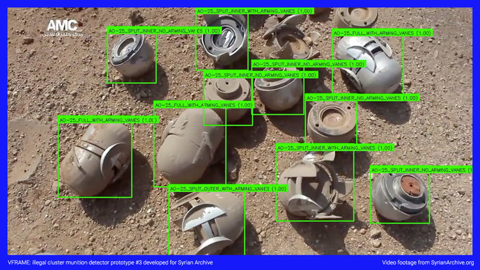 VFRAME-Prototyp für illegale Streumunitionsdetektoren # 3 für Syrian Archive entwickelt