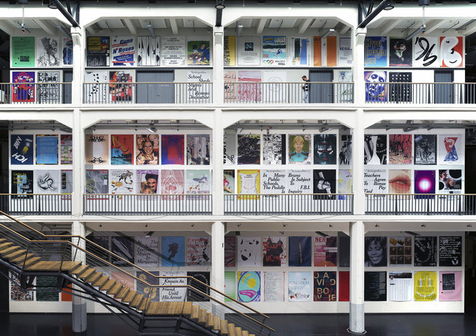 Poster installation by HfG Karlsruhe communication design students and professors (2017)